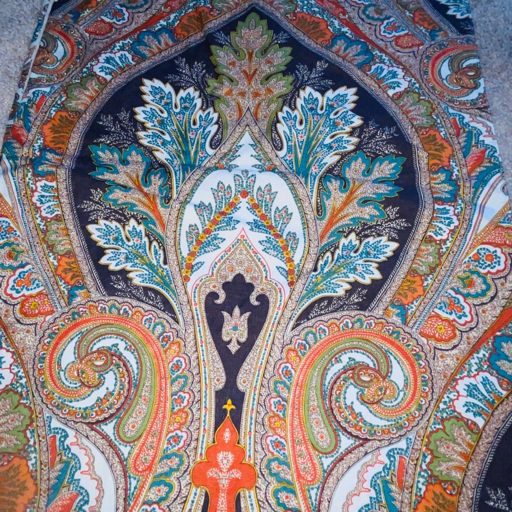 Pottery BarPaisley Print Navy Orange Teal Runner 17x100 Woven n